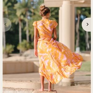 XIX Palms Orange and Pink Floral Wrap Dress, worn 1x
